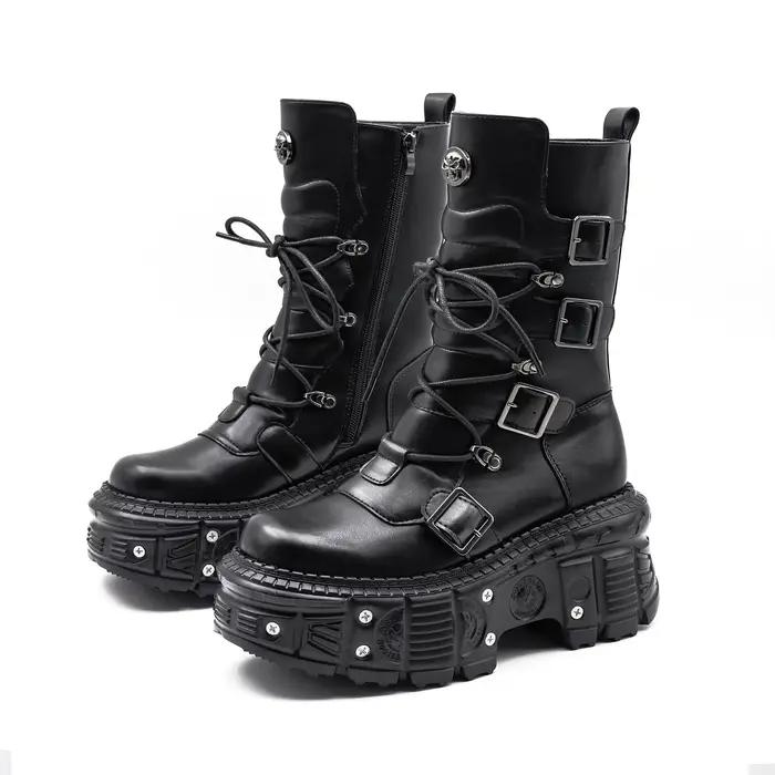 Chaussures à lacets pour femmes, nouvelle marque de Style Punk, chaussures à plateforme, bottes Rock