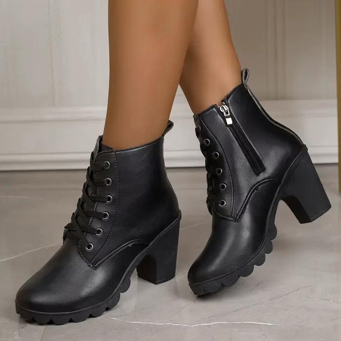 Bottines Chelsea à talons hauts et fermeture éclair latérale pour femme, bottes Chelsea noires à bou