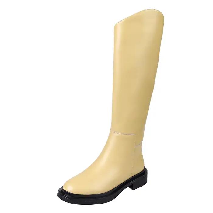 Ods Designer rétro INS bottes en cuir véritable femmes marque de mode bottes hautes au genou talon b