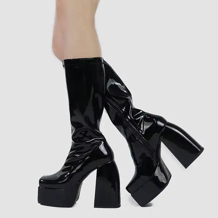 Bottes mi-mollet en microcarence élastique, chaussures de rinçage, bottes de neige d'automne, chauss
