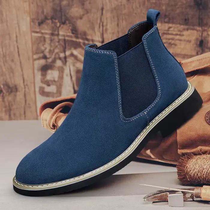 CLOHOO Bottes en jean polyvalentes pour homme, automne-hiver, confortables, à surface douce, bottine