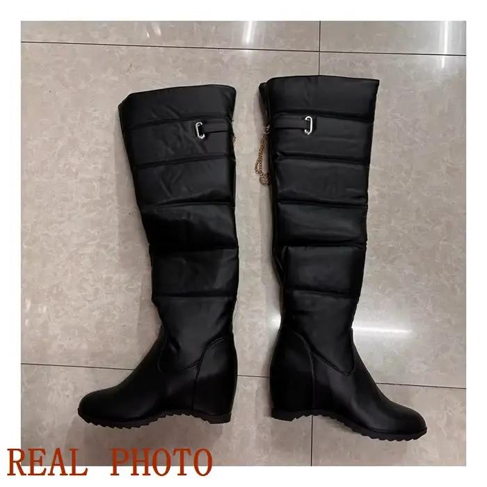 Girseaby dames talon compensé sur les bottes au genou sans lacet talon caché grande taille 44 fête c