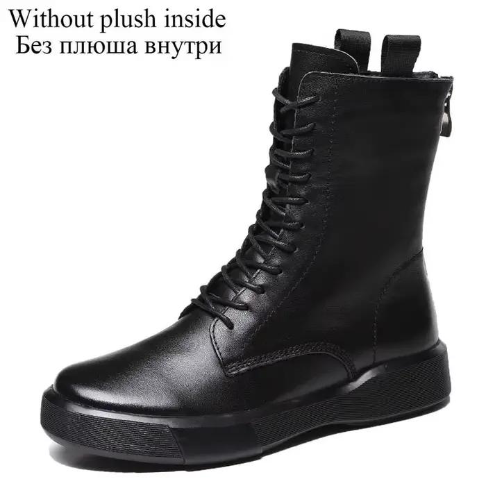 DRKANOL 2026 mode femmes bottes automne hiver chaussures fond souple 100% en cuir véritable plat mi-