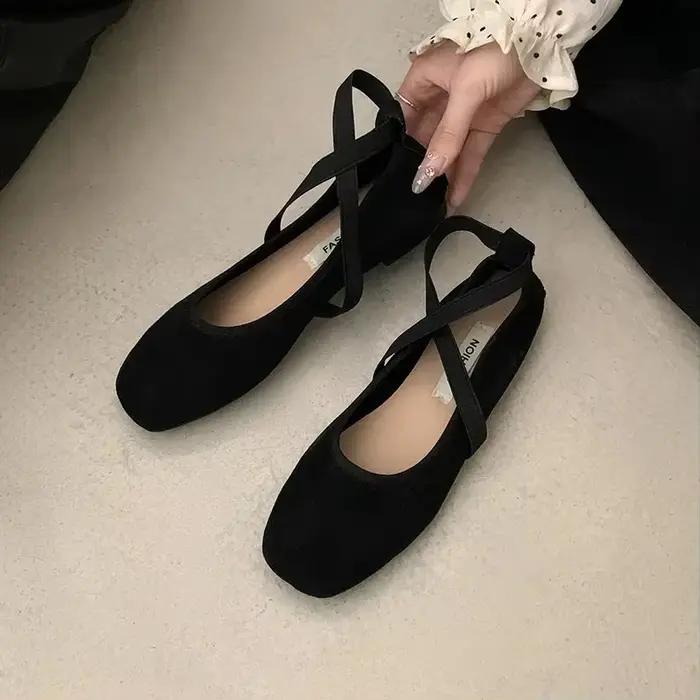 Dames Ballet chaussures plates peu profondes femmes rétro Mary Jane chaussures de luxe semelle soupl