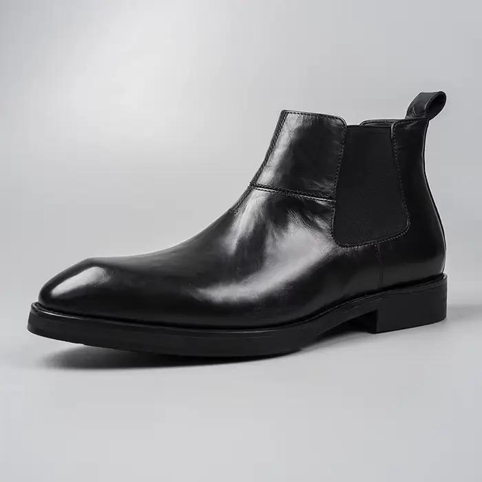 Bottes Chelsea pointues à semelles épaisses pour hommes ; Chaussures montantes décontractées de styl