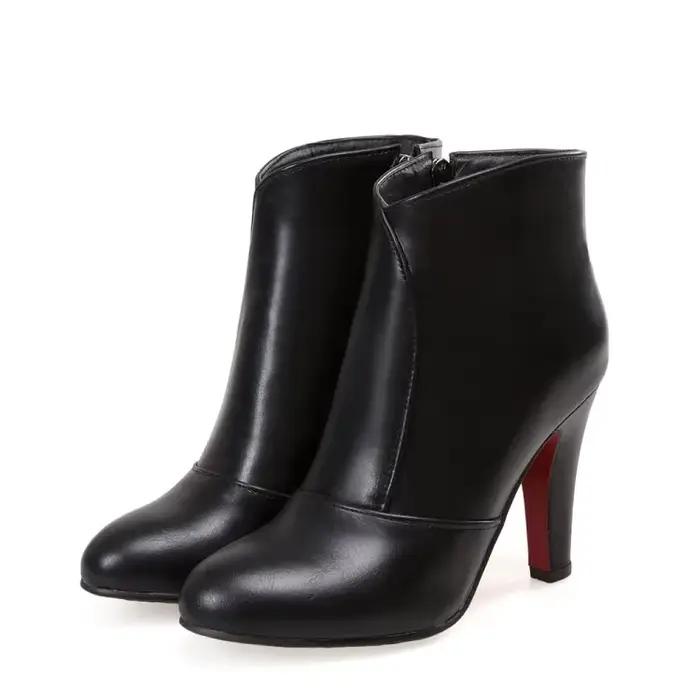 Botas De Mujer bout rond bottines femmes Simple mode noir talons hauts fête mariage bottes courtes p