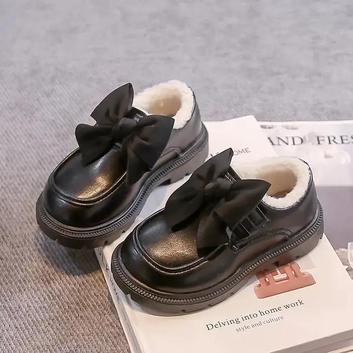 Chaussures en cuir pour enfants filles, nouvelle mode d'hiver 2021, Style coréen, fond souple, antid