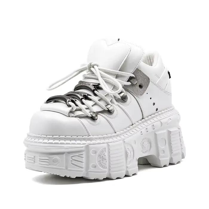 Bottines gothiques Rock pour femmes, chaussures à plateforme en cuir blanc, nouveau Style Punk, chau