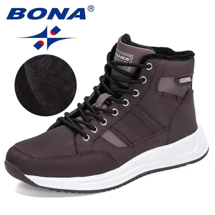BONA – bottes de neige en peluche pour homme, bottines de protection, semelle résistante à l'usure, 
