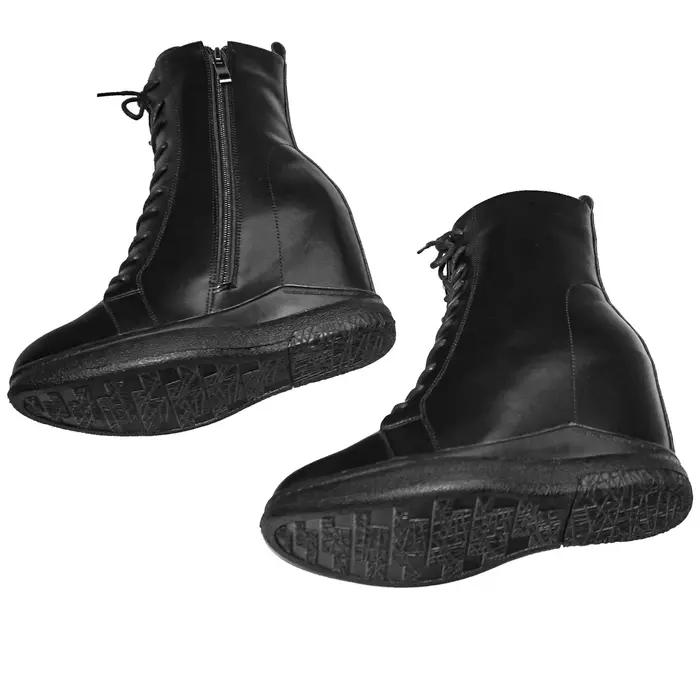 Plate-forme bottes de neige femmes noir blanc en cuir véritable compensées escarpins à talons hauts 