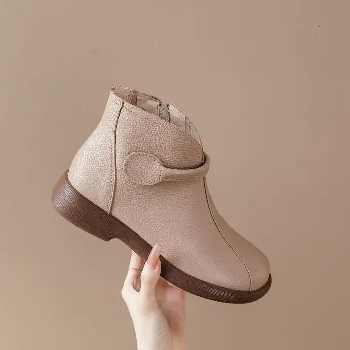 2025 automne début hiver chaussures en cuir véritable femmes bottines doux rétro marque dames bottes