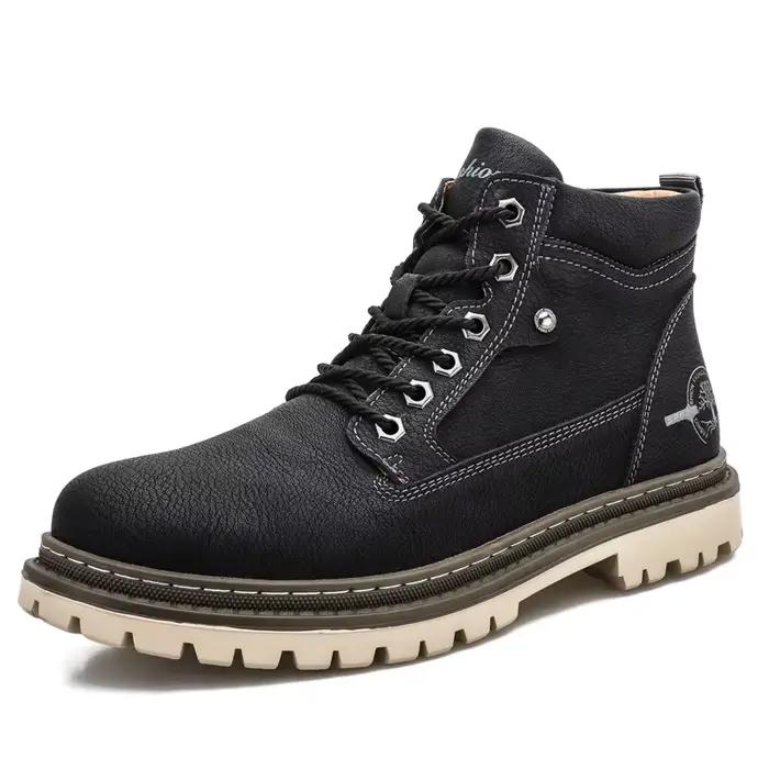 Bottes de moto montantes de Style britannique pour hommes, chaussures de Cowboy durables, robustes e