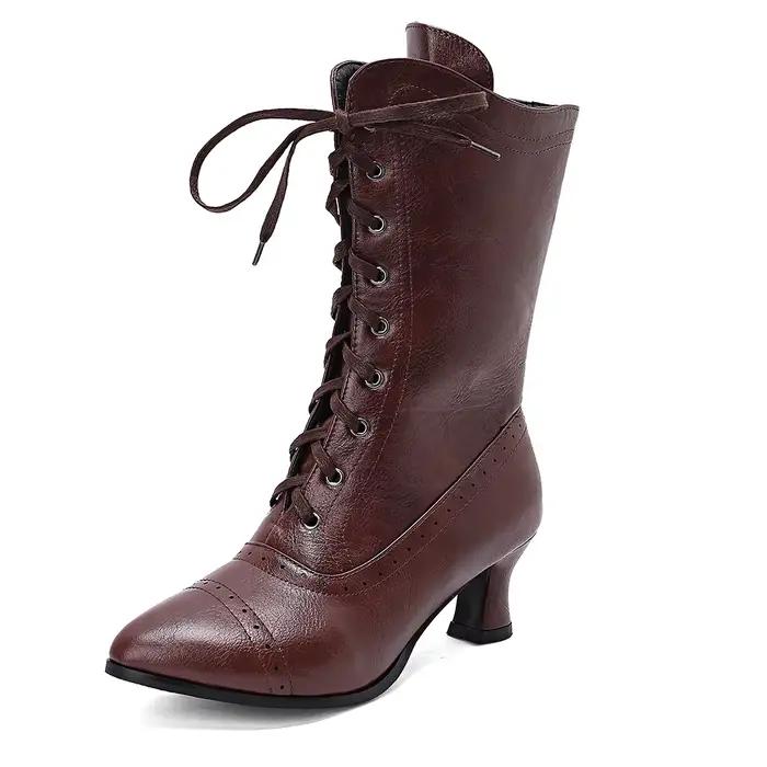 Bottes victoriennes, chaussures de sorcière, chaussures de la Renaissance, bottines de pirate pour f