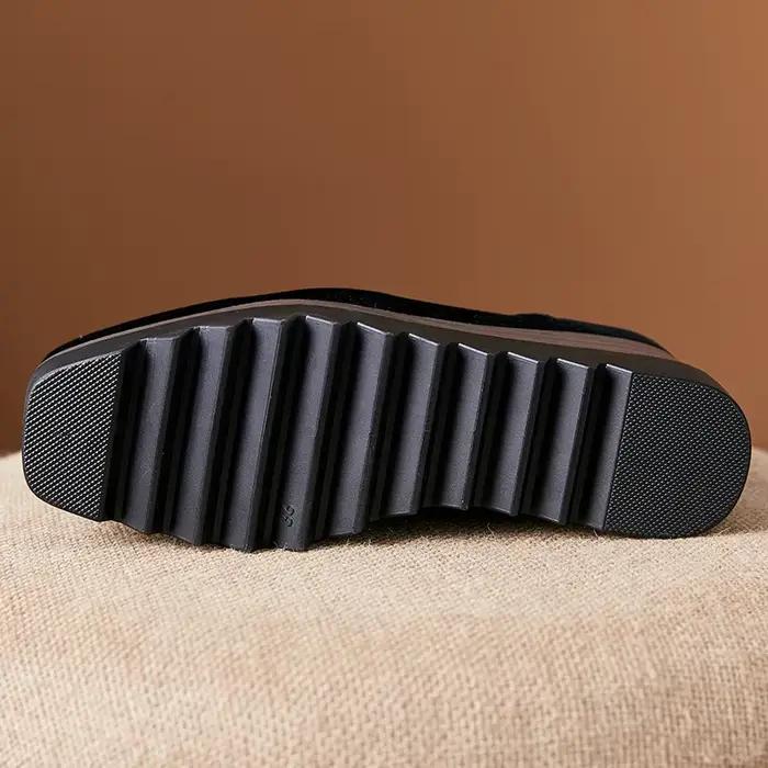 Creepers-Chaussures à plateforme en daim noir pour femmes, Escarpins pour dames, Designer Square Par
