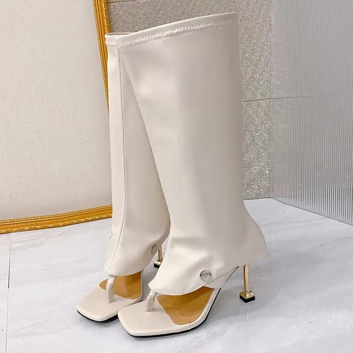 Nouvelles bottes tendance 2026 à clip d'orteil pour femme, à talon aiguille, style pantalon long, bo