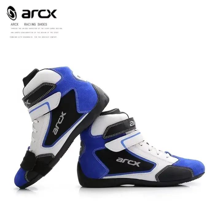 Bottes de Moto pour hommes loisirs bleu Bottes Moto cuir bateaux à moteur rue Moto course cheville q