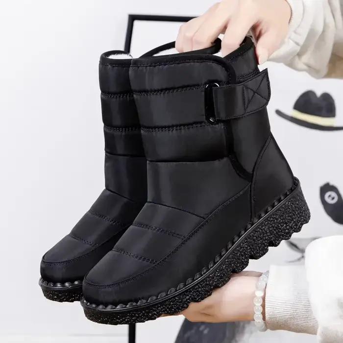 Bottes imperméables pour femmes décontracté hiver femmes bottines chaud en peluche plate-forme douce
