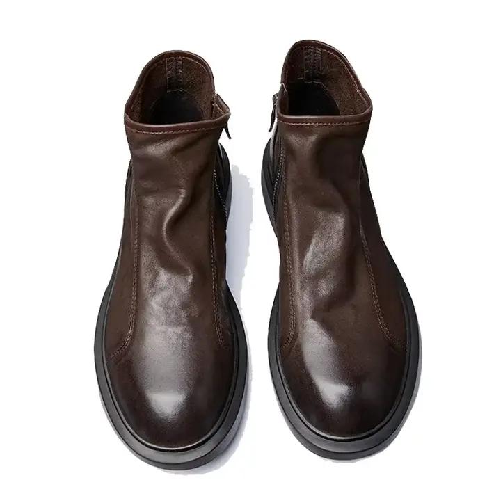 Bottes rétro en cuir pour hommes, bottines Chelsea classiques, robe d'affaires, bottines courtes déc