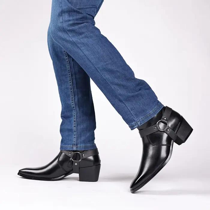 Bottes de chevalier de Cowboy occidentales classiques pour hommes, bottes de marque de styliste avec