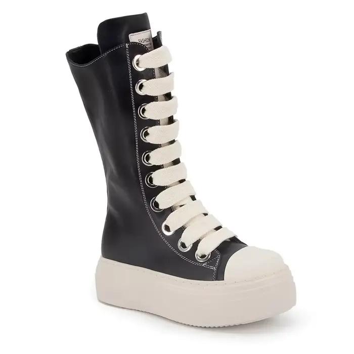 Soldes Exceptionnelles de la Saison : Nouvelles Bottes Montantes à Motif Flamme, Semelle Épaisse, La