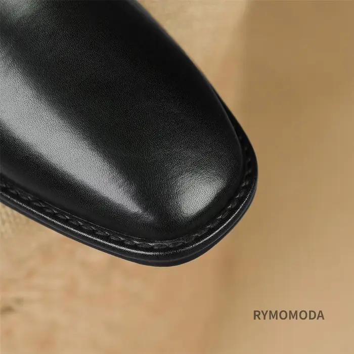 Bottes hautes au genou pour femmes, cuir de vache véritable, fermeture éclair, marron, noir, talons 