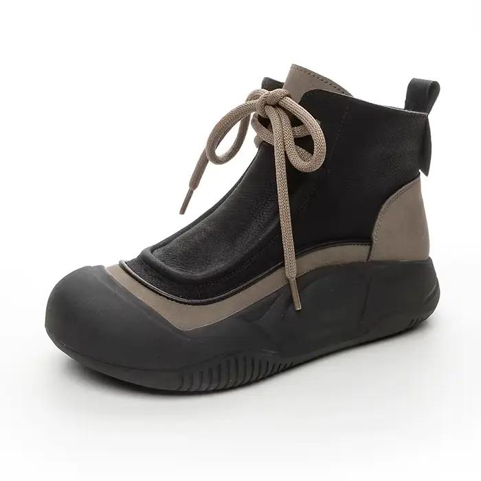 AIYUQI – bottines en cuir véritable pour femmes, baskets rétro à plateforme, doublées de polaire, gr