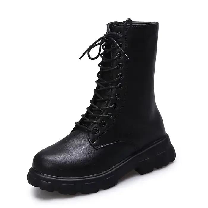 Comemore PU cuir blanc bottines moto femme talons épais plate-forme bottes femmes 2025 automne hiver