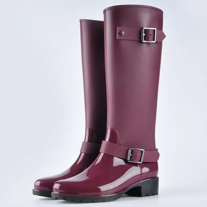 Bottes hautes à fermeture éclair de style punk pour femmes, chaussures d'eau en caoutchouc pour l'ex
