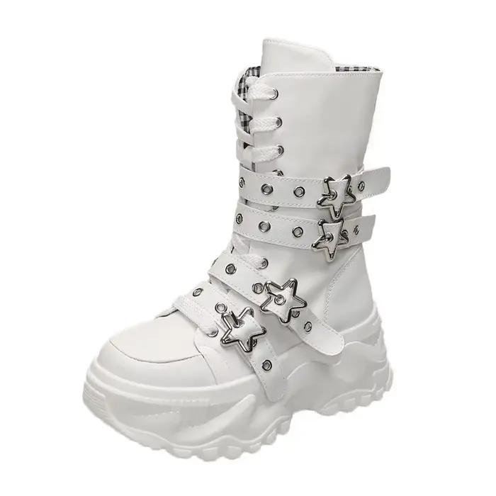 Bottes mi-hautes à lacets sur le devant, à bout rond, antidérapantes, nouvelle collection automne, t