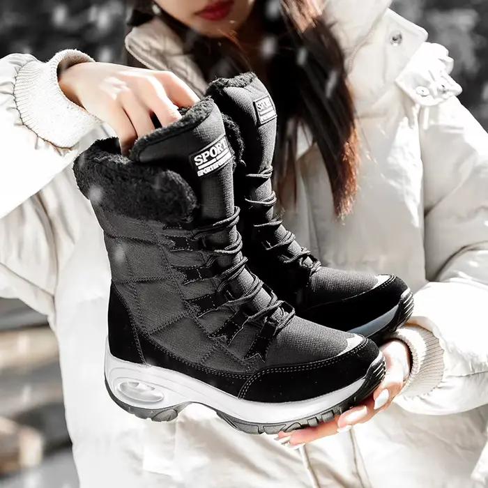 Moipheng – bottes de neige mi-mollet à lacets pour Femme, Chaussures imperméables et confortables, d