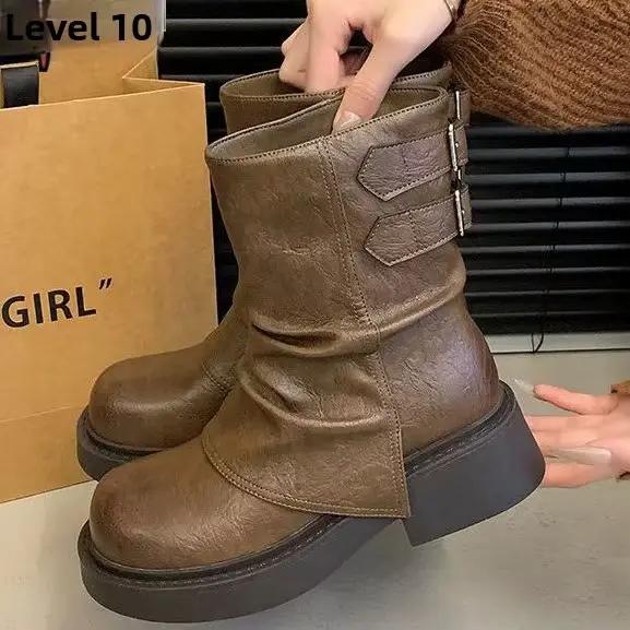 Bottines Courtes Hiver 2026 Nouvelle Tendance Design Bottes Femme Mode Urbaine Bottines Courtes d'Ex