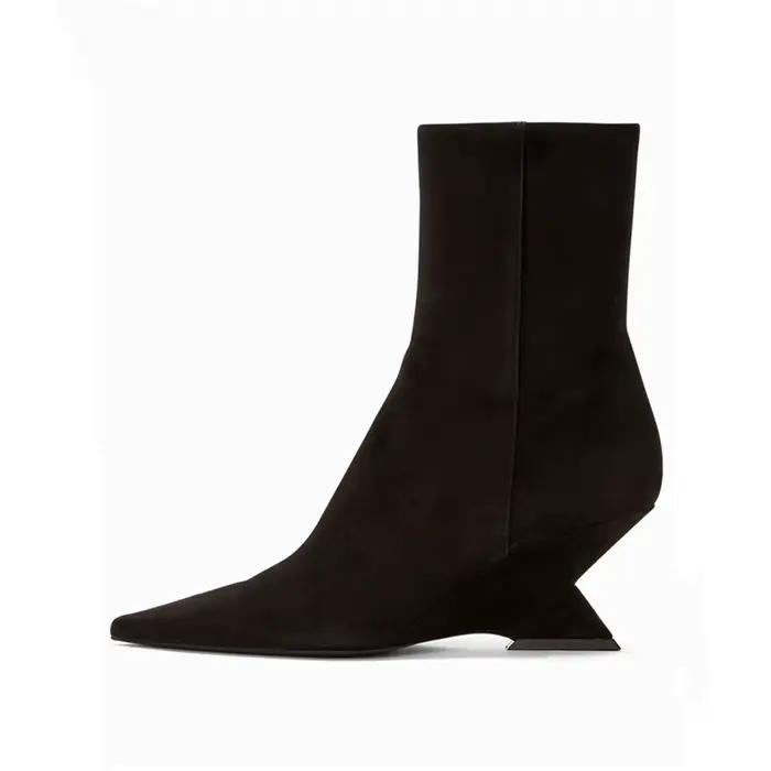 Nouvelles Bottines à Talon Compensé pour Femme 2026 – Mode, Bout Pointu, Fermeture Éclair Latérale, 