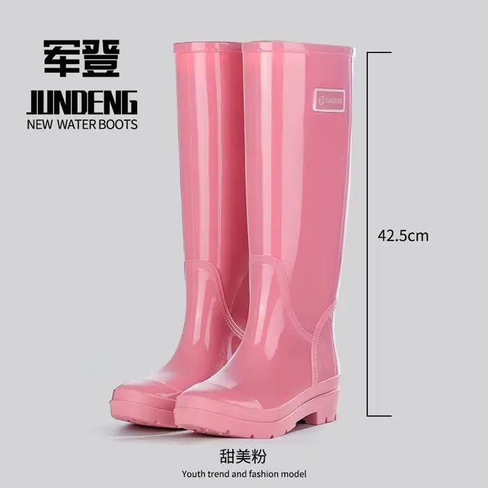 Bottes de pluie montantes pour femme 42 cm, imperméables, pour le quotidien et l'extérieur, style ja