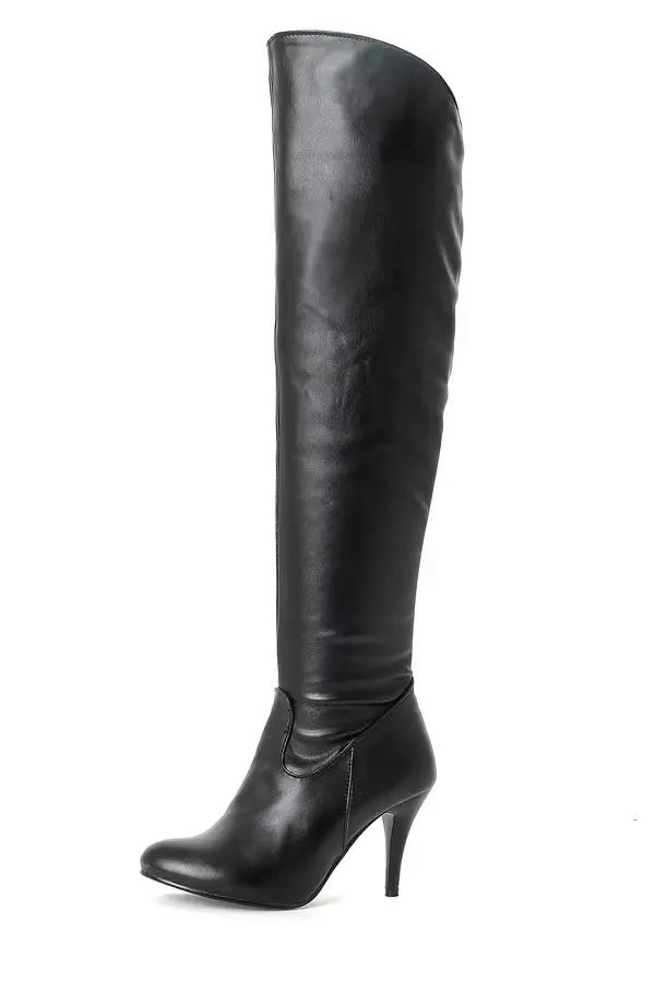 Bottes Pliantes au Dessus du Genou pour Femme, Talon Haut Fin, Sexy, Bout Jolie tu, Grande Taille, M