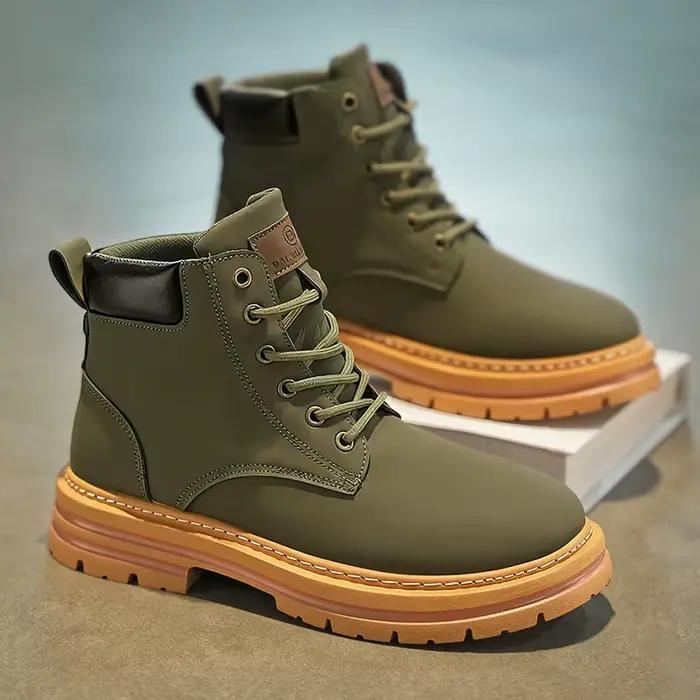 1 paire de bottes hautes tout-terrain robustes MAINALUN pour hommes et femmes - Tige en PU/tissu, bo