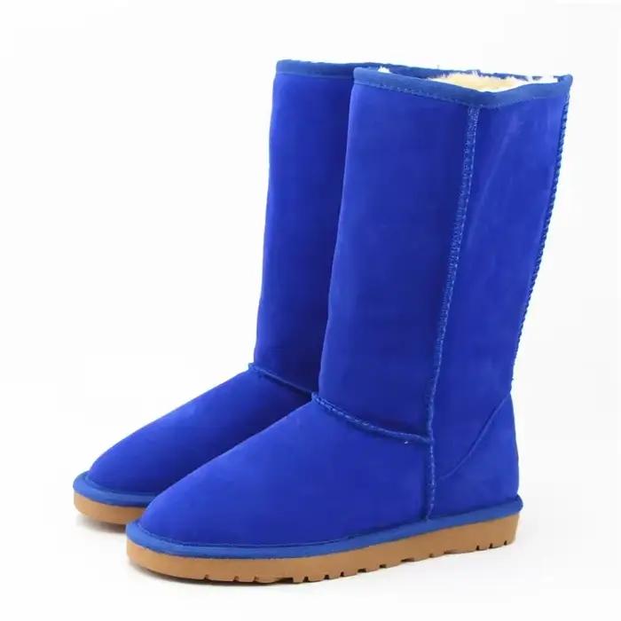 Bottes de neige en cuir véritable pour femmes, bottes longues chaudes, bottes classiques australienn