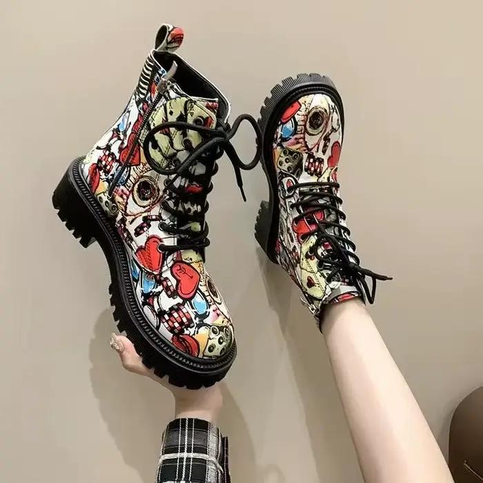 Bottes de rinçage à l'offre elles optiques pour femmes, chaussures imprimées pour femmes, bottes de 