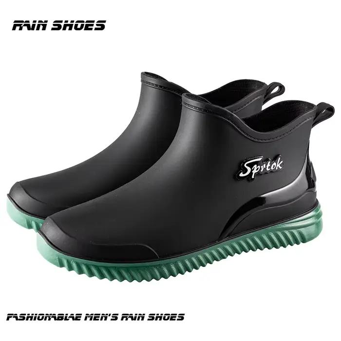 Bottines de pluie à enfiler pour hommes, chaussures imperméables, antidérapantes, résistantes à l'us