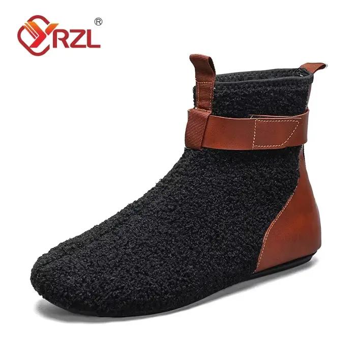 YRZL-Bottes d'hiver chaudes pour hommes, chaussures plates, douces, décontractées, confortables, pou