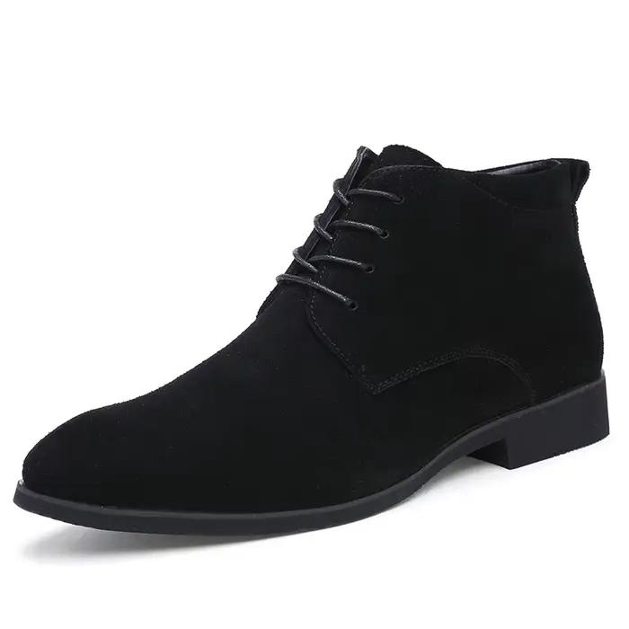 Bottes d'hiver chaudes en daim pour hommes, bottes courtes classiques d'extérieur, chaussures de spo