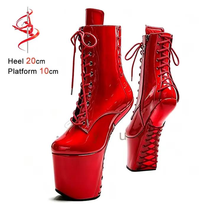 Bottines courtes sans talon à plateforme de 10 cm et talon super haut de 20 cm, bottes de pole dance
