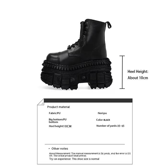 Bottes de chevalier à lacets et talons super hauts pour femmes, style Punk, bottines à muffins en mé