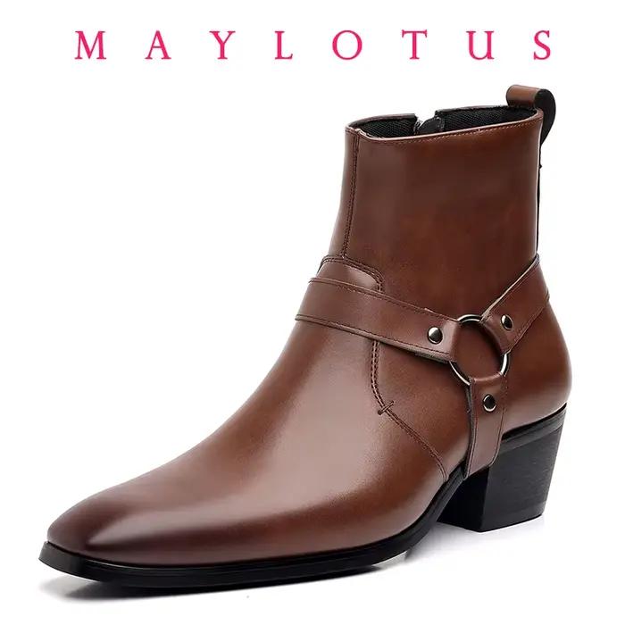 Bottes Chelsea de styliste pour hommes, bottes de Cowboy de luxe de haute qualité, noires et brunes,