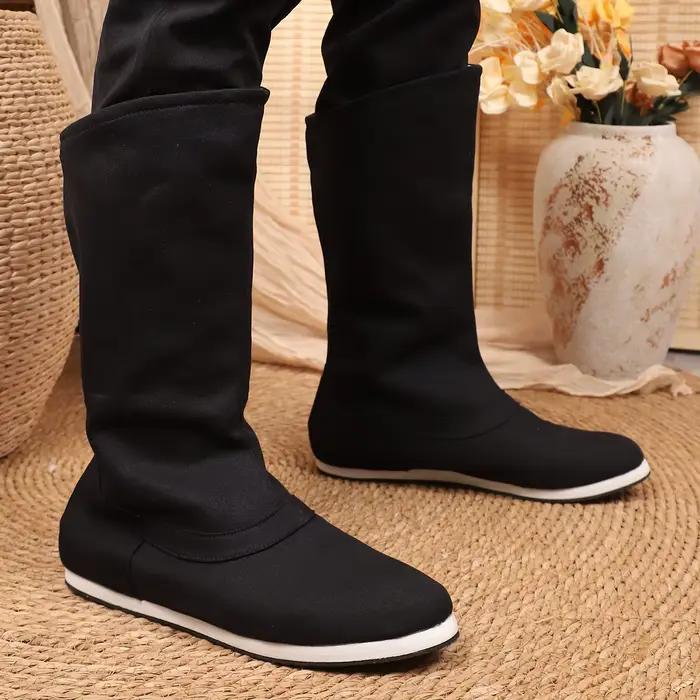 Bottes Hanfu, unisexe, semelle multicouche, style ancien, chaussures à bout relevé avec rehausseur i