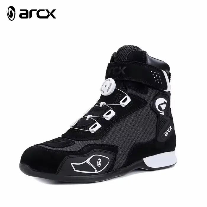ARCX – bottes de protection noires pour moto, chaussures d'été respirantes, conception de réglage du