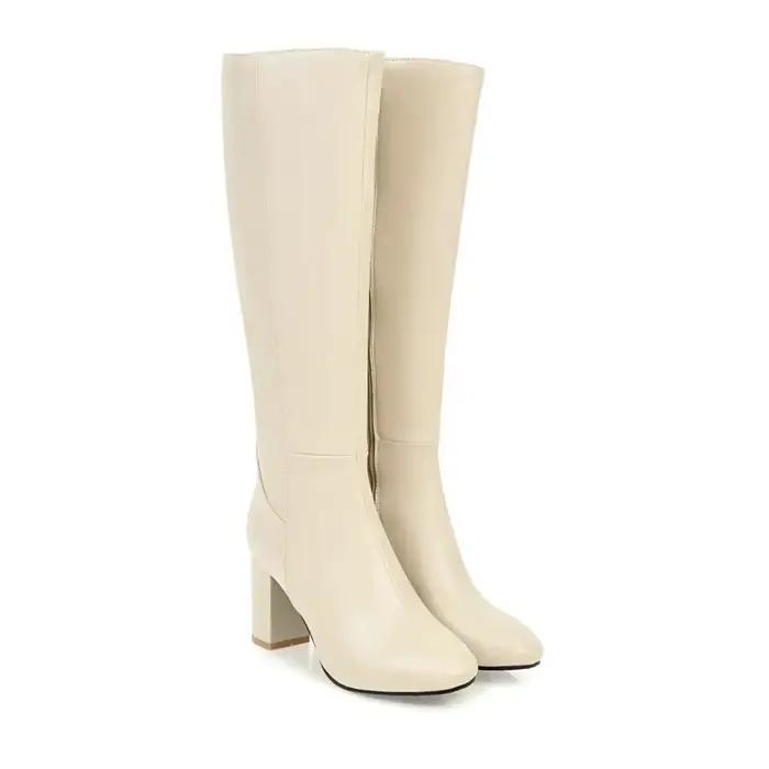 Bottes femme talon bloc, talon haut polyvalence à la mode, bottes chaudes et confortables, chaussure