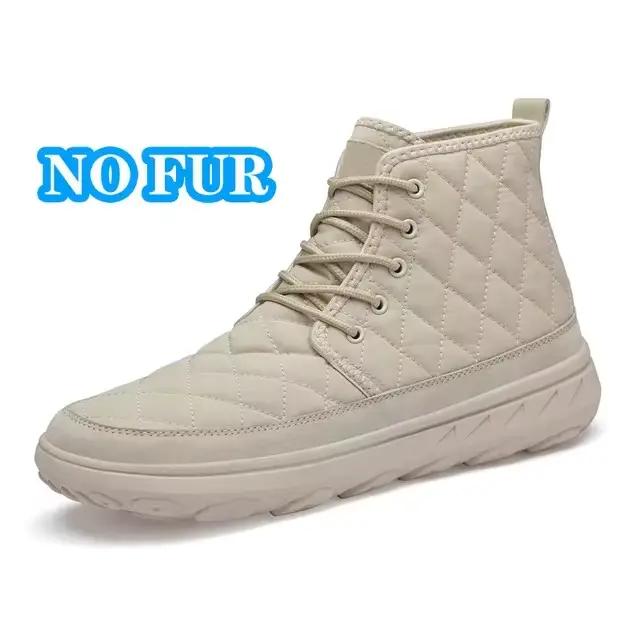 Tissu + peau de porc en peluche fourrure hiver bottes pour hommes haut chaud coton chaussures à lace