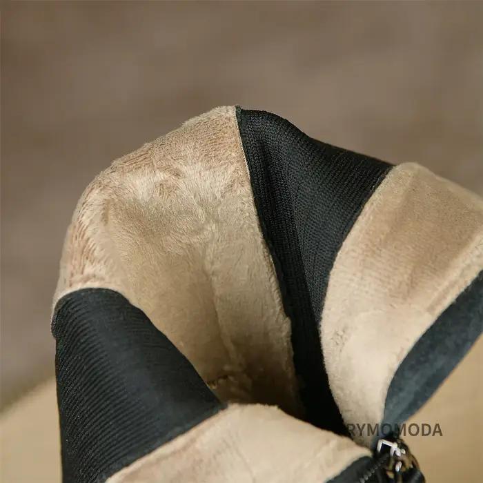 Bottes hautes au genou pour femmes, cuir de vache véritable, fermeture éclair, marron, noir, talons 