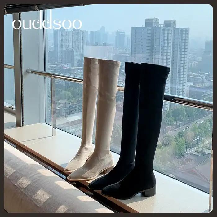 Ods Show-Bottes longues à talons hauts pour femmes, chaussures au-dessus du genou, confortables, sex