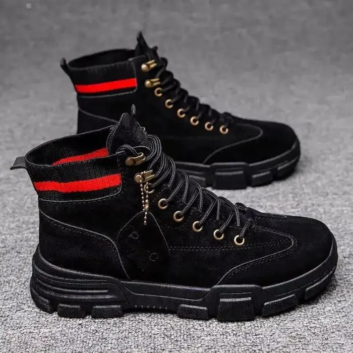 Bottes militaires en cuir à lacets imperméables pour hommes, chaussures légères, décontractées, coor